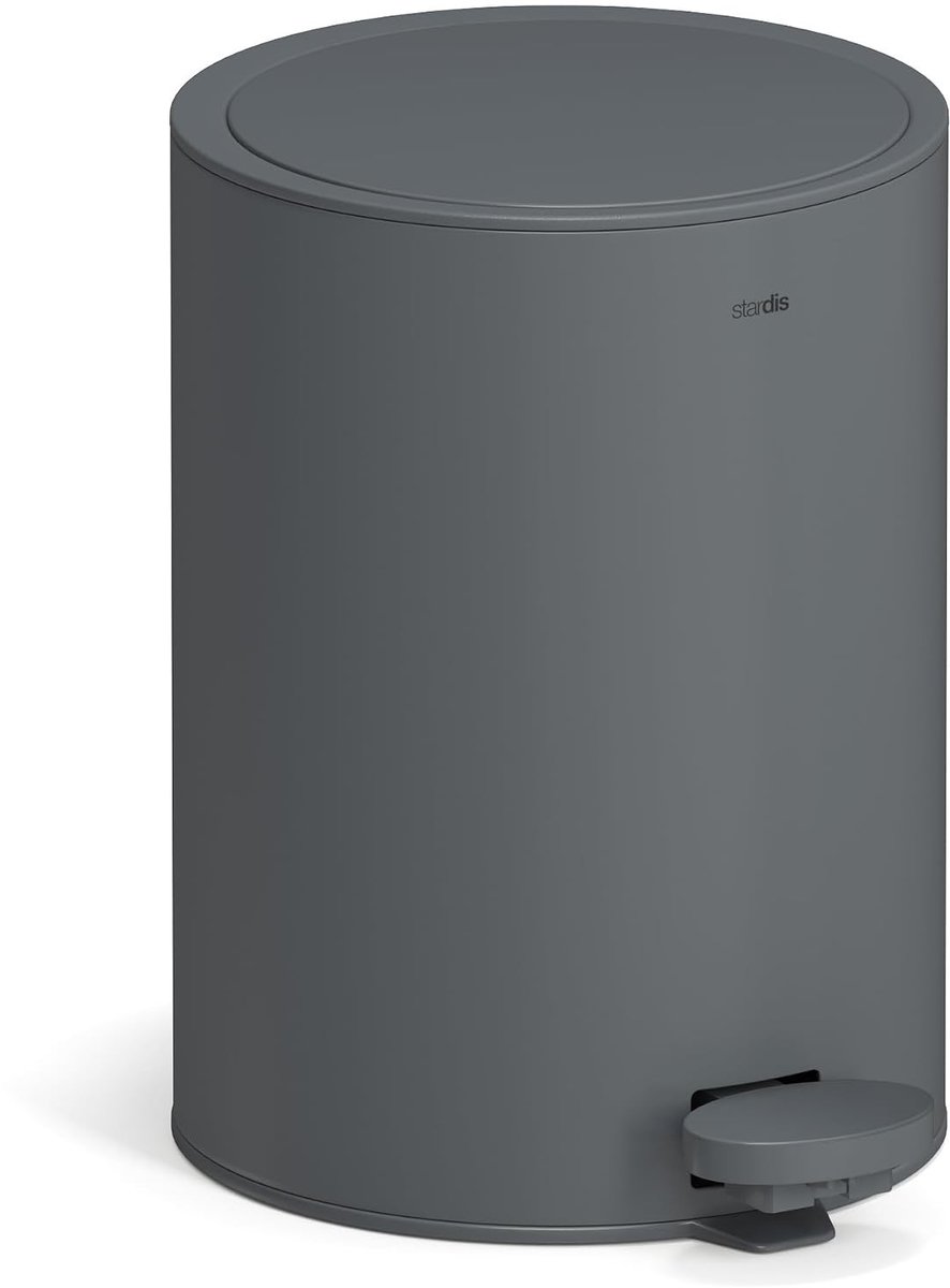 Pedaalemmer - Grafiet Grijs - 26 x 19 x 26 cm - Roestvrij Staal met Softclose en Klapdeksel - Voor Badkamer en Keuken