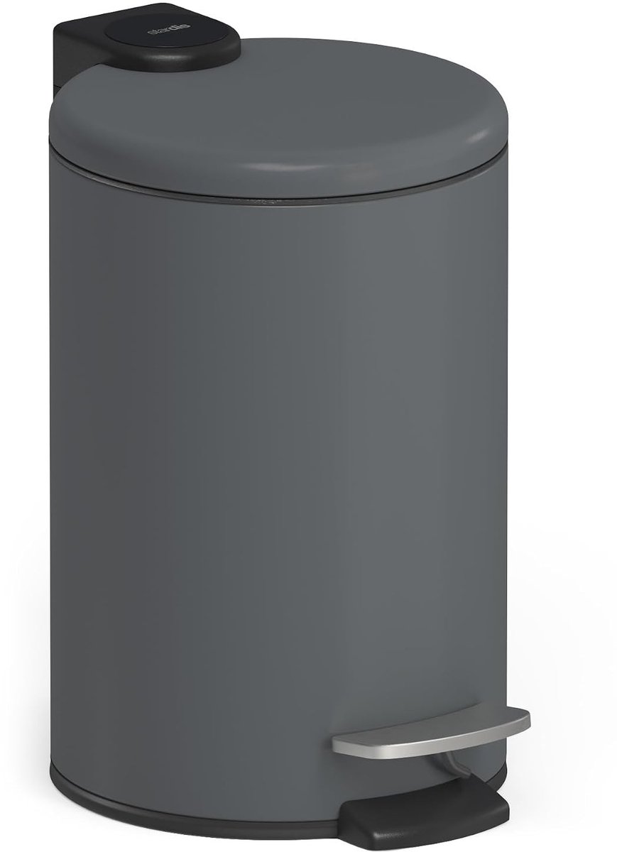 Pedaalemmer - Donkergrijs - 3 liter - Roestvrij Staal met Softclose Mechanisme - Voor Badkamer en Keuken