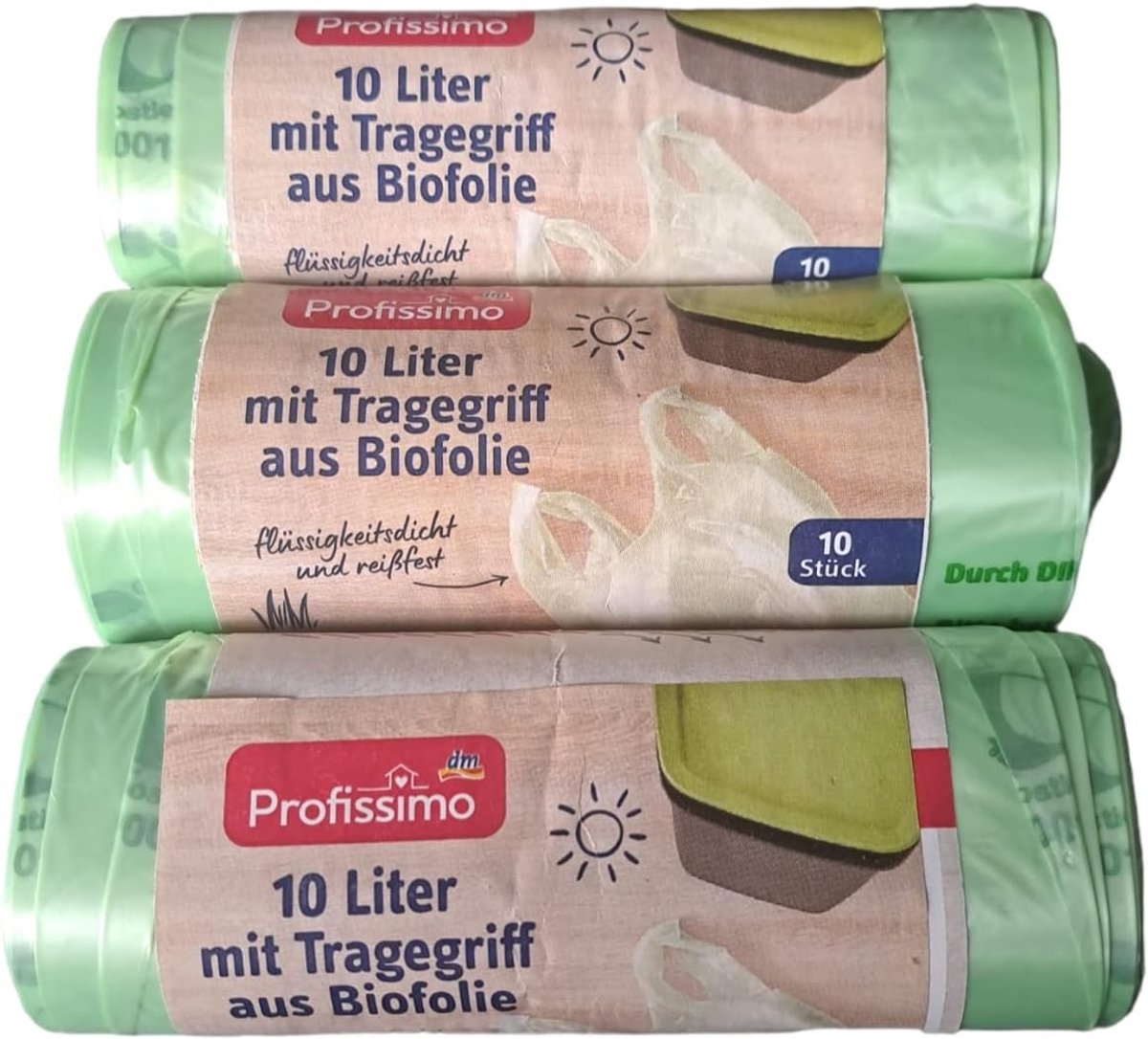 Biologische Afvalzakken - Groen - 10 l - Composteerbaar met Draaggreep - Voor Biologisch Afval
