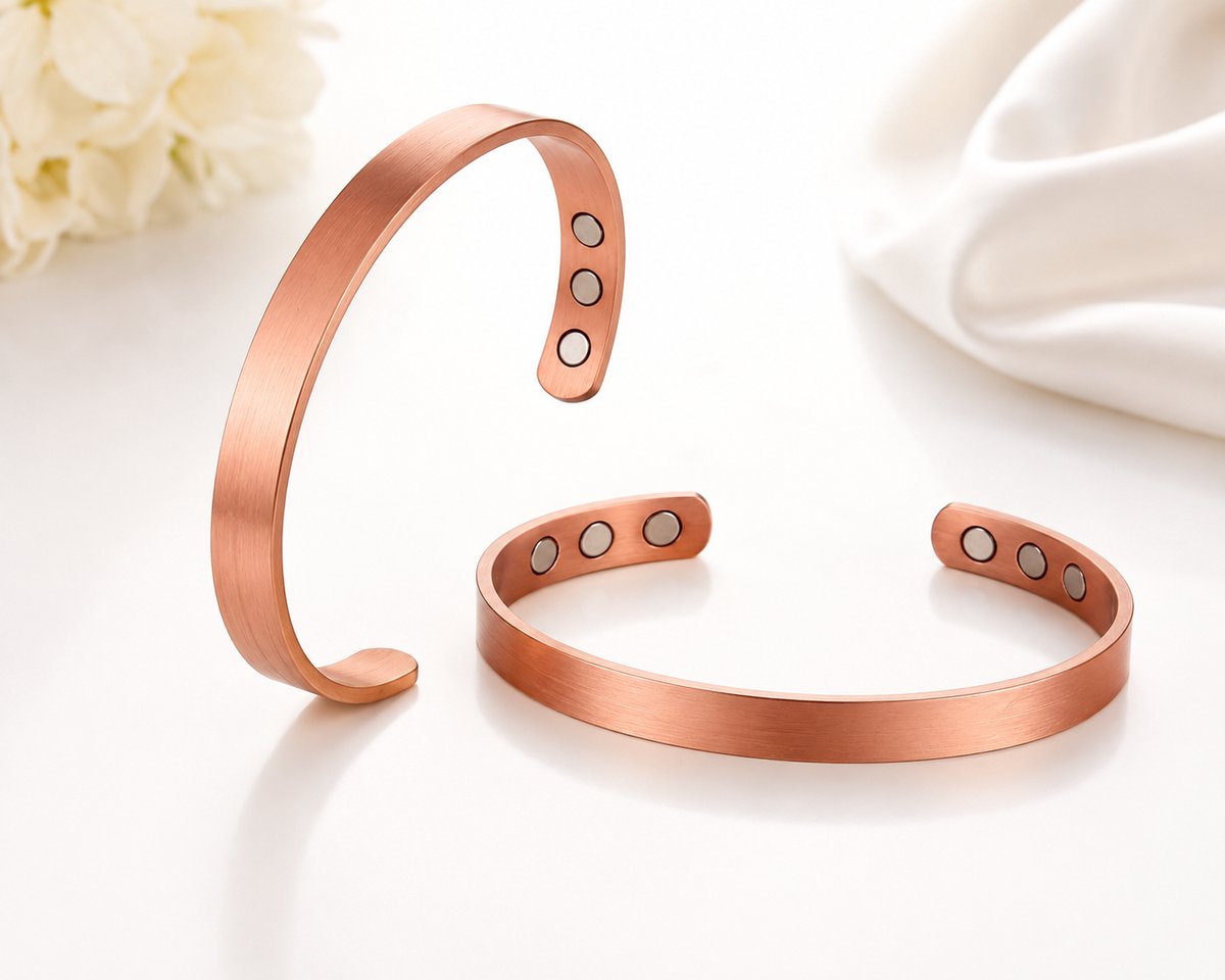 Dutchers® Koperen Armband Dames & Heren – 2 Stuks – Verstelbare Manchetarmband – Koper Armbanden – Unisex Sieraden – Cadeau voor Mannen & Vrouwen