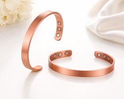 Dutchers® Koperen Armband Dames & Heren – 2 Stuks – Verstelbare Manchetarmband – Koper Arm