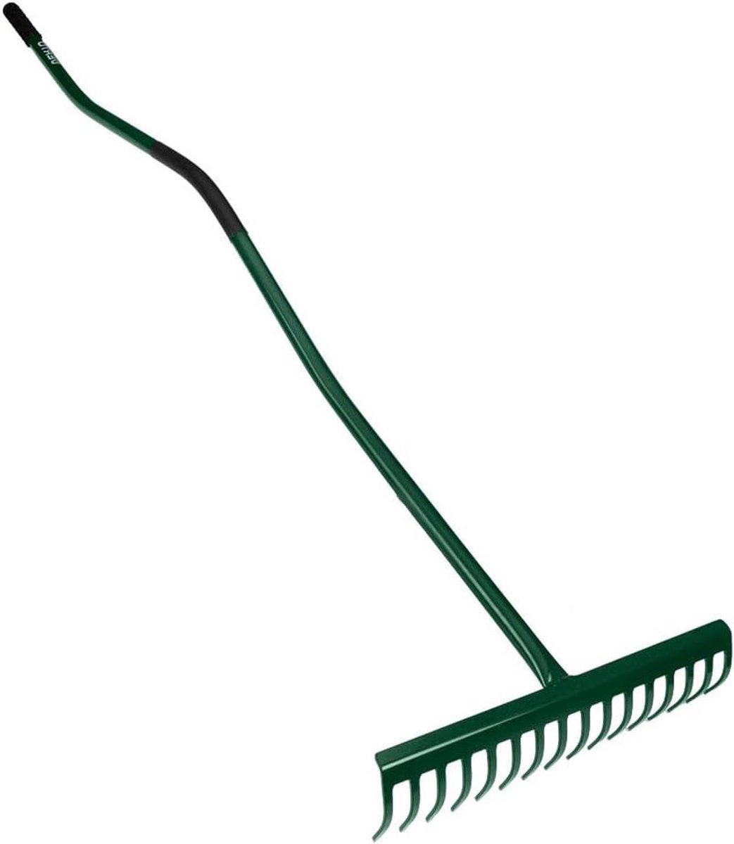 Tuinhark met 16 tanden - Bladhark metaal - Tuinonderhoud - Ergonomische grip - 150 cm lengte - Donker