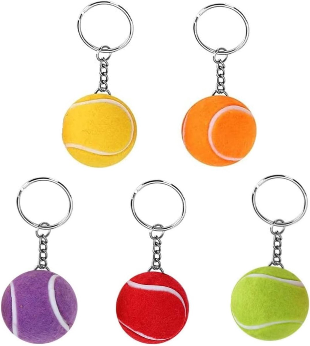 Tennisbalsleutelhanger - Meerkleurig - 10 Stuks - Creatief Ontwerp - Voor Dames en Heren