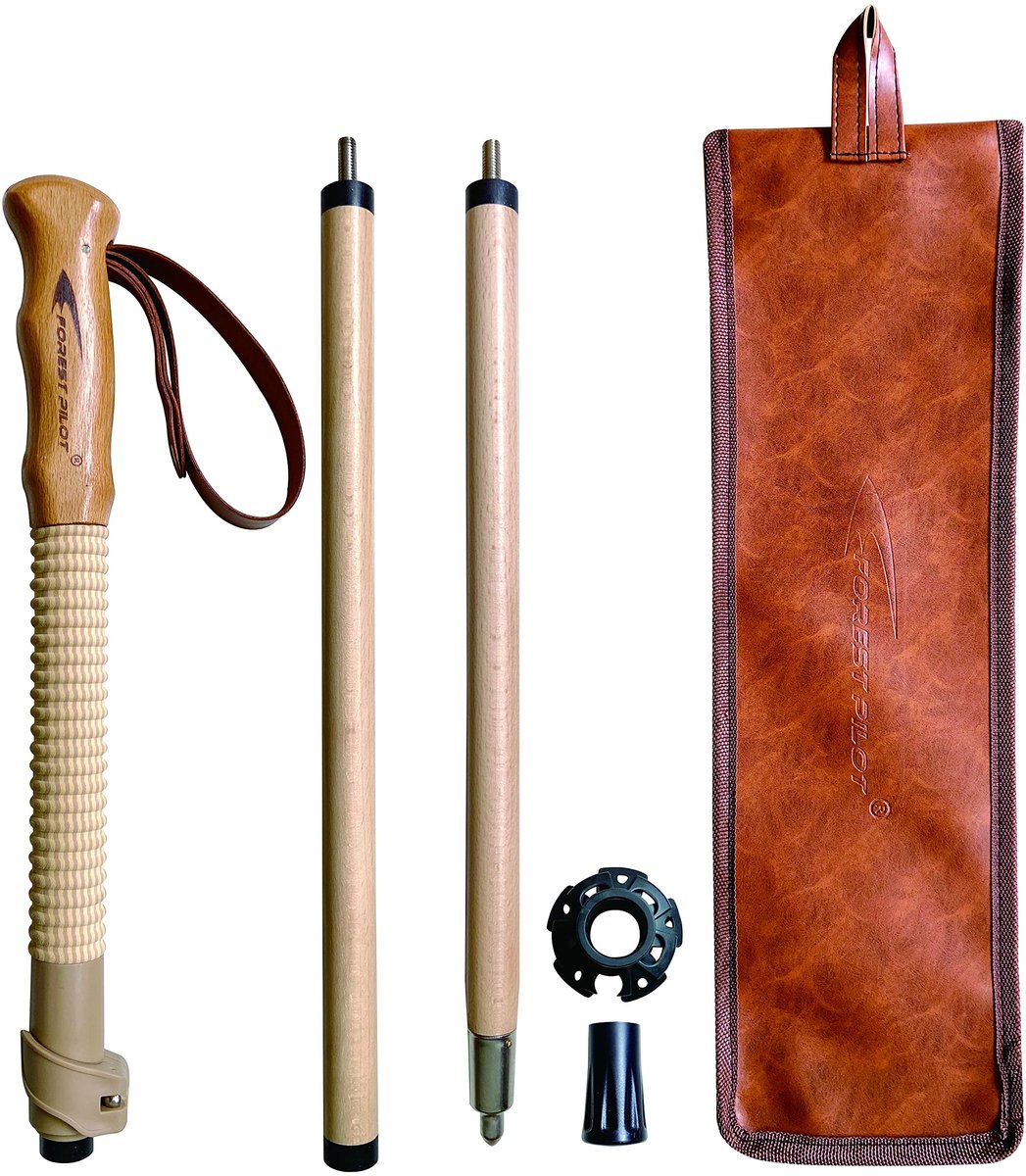 Famanu – Trekkingstokken, verstelbare wandelstokken van sterk beukenhout, snel instelbaar met flip-lock, met leren band