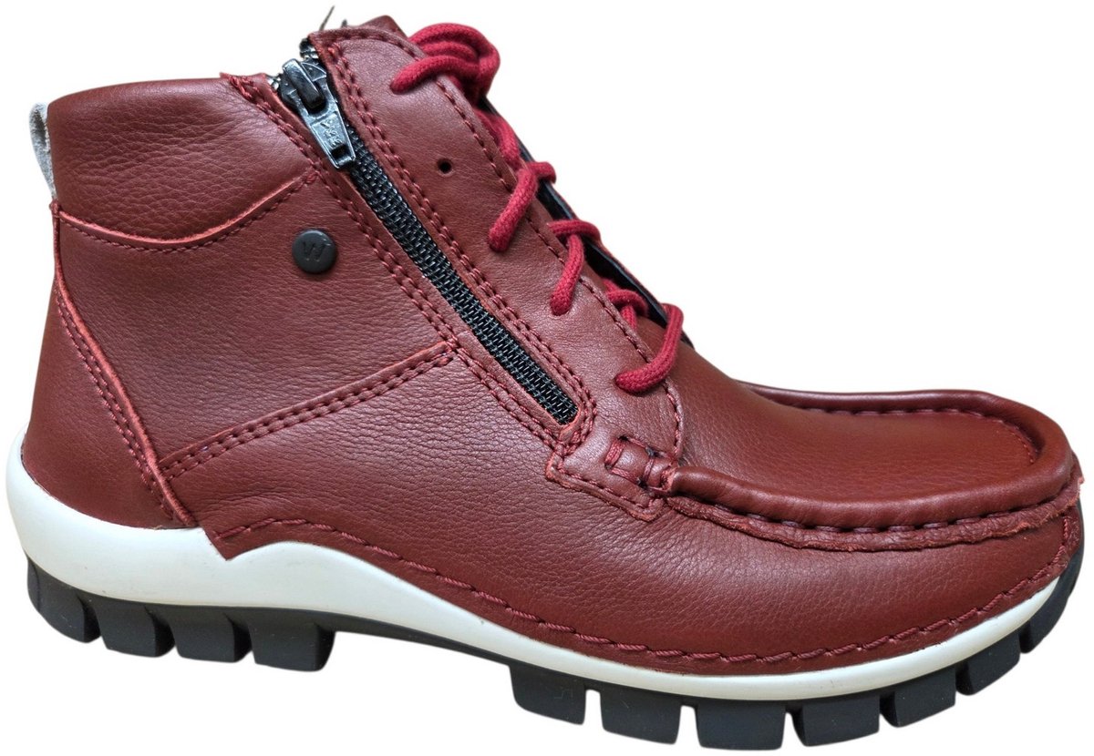 Wolky 0474030 553 Veterschoenen Rood Leer Dames - Rood - 38
