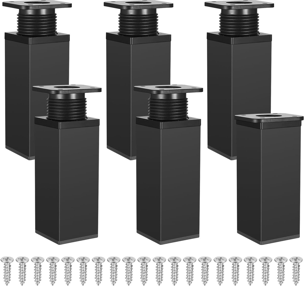 Gaomoeny 6 stuks meubelpoten, in hoogte verstelbaar, hoekig, kastpoten, tafelpoten, aluminiumlegering voor - ShopVlot