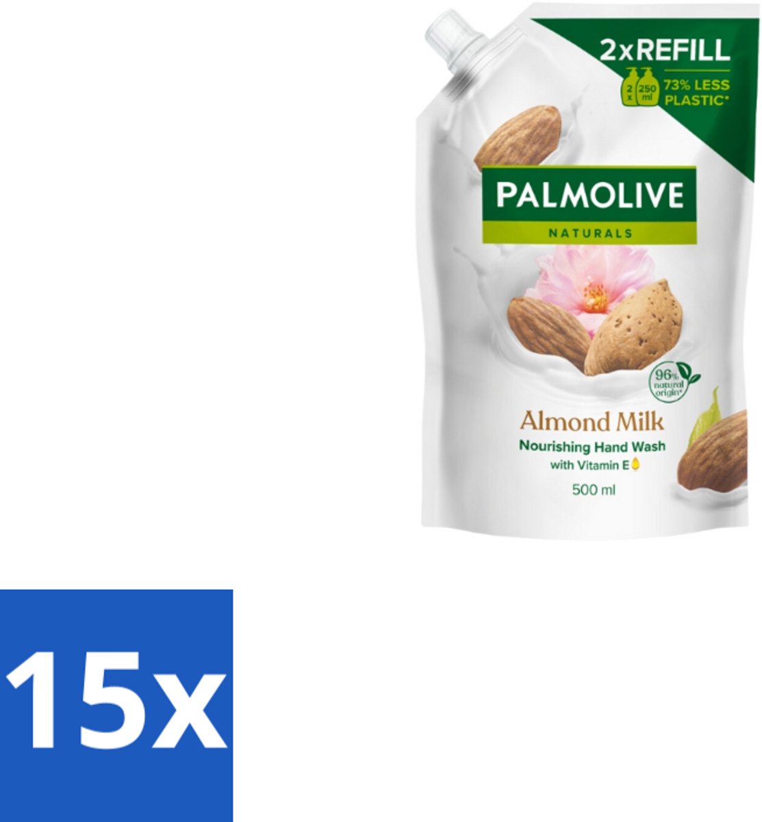 Palmolive – Handzeep Navulling – Naturals Almond Milk – 500 ml - Bulkverpakking - 15 stuks