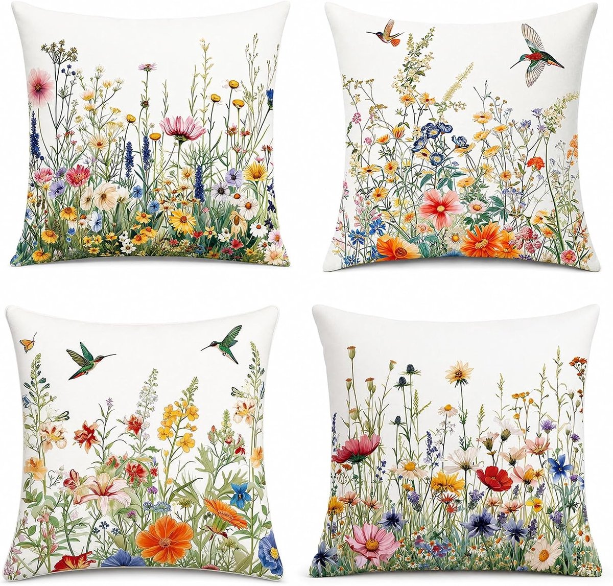 Set van 4 waterdichte kussenslopen voor buiten, 45 x 45 cm, decoratieve kussenslopen voor tuin, weerbestendig en stijlvol voor bank en terras