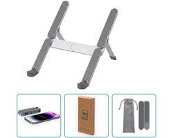 Laptop Standaard H - Zilver - Compact & Licht (127mm & 184g) - Verstelbaar - Laptop Stand voor 11-16 Inch - Aluminium Dubbel Opvouwbaar Laptopstandaard, Laptophouder, Laptopverhoger & Laptopsteun - Ergonomisch - Incl. Opbergzakje - Ditalium®