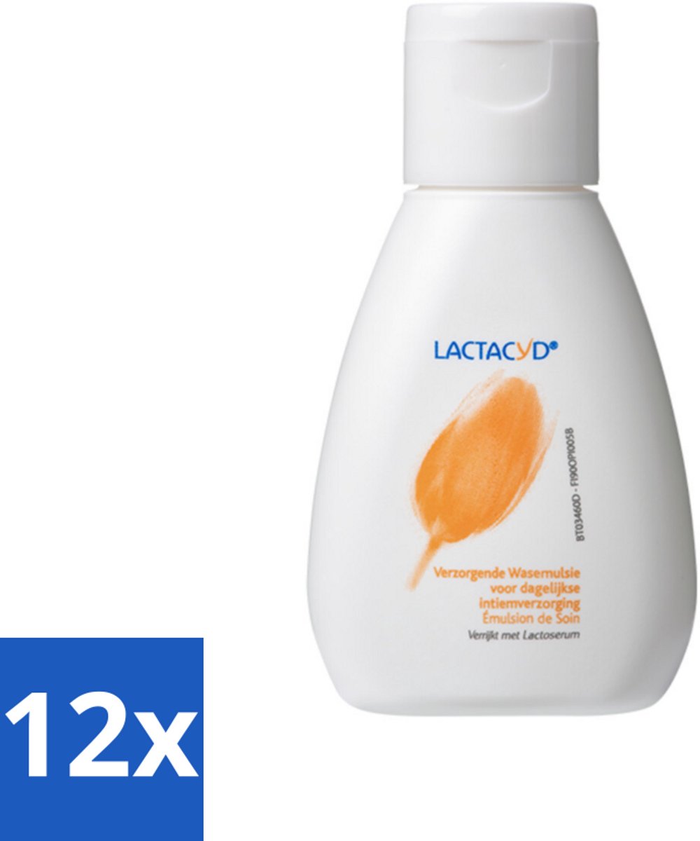 12 x Lactacyd – Verzorgend – Mild en pH-vriendelijk – 50 ml - Intieme Verzorging - Wasemulsie - Natuurlijke Balans - PH-vriendelijk - Droogheid
