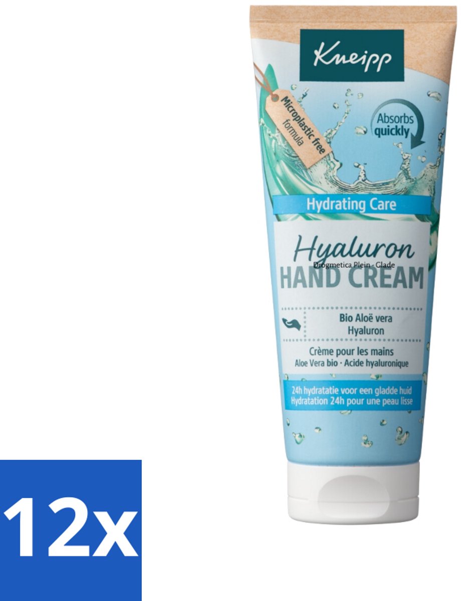 12 x Kneipp – Aloë Vera Bio – Handcrème met Hyaluronzuur – 75 ml - Handcrème - Hyaluronzuur - Vochtigheid - Handen Verzorgen - Droge Handen