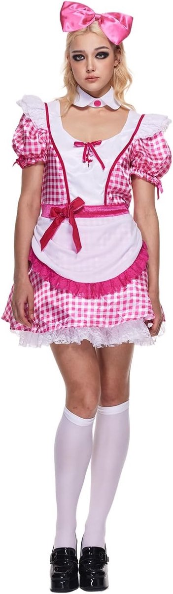 Vrouwelijk Creepy Poppen Kostuum voor Halloween en Feestjes - Spookachtige Outfit voor Volwassenen