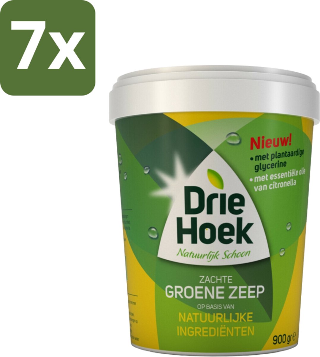 7 x Driehoek – Zachte Zeep – Groene Zeep – 900 gr - Zachte Zeep - Natuurlijke Olie - Schoonmaken Hout - Schoonmaken Steen - Schoonmaken Textiel