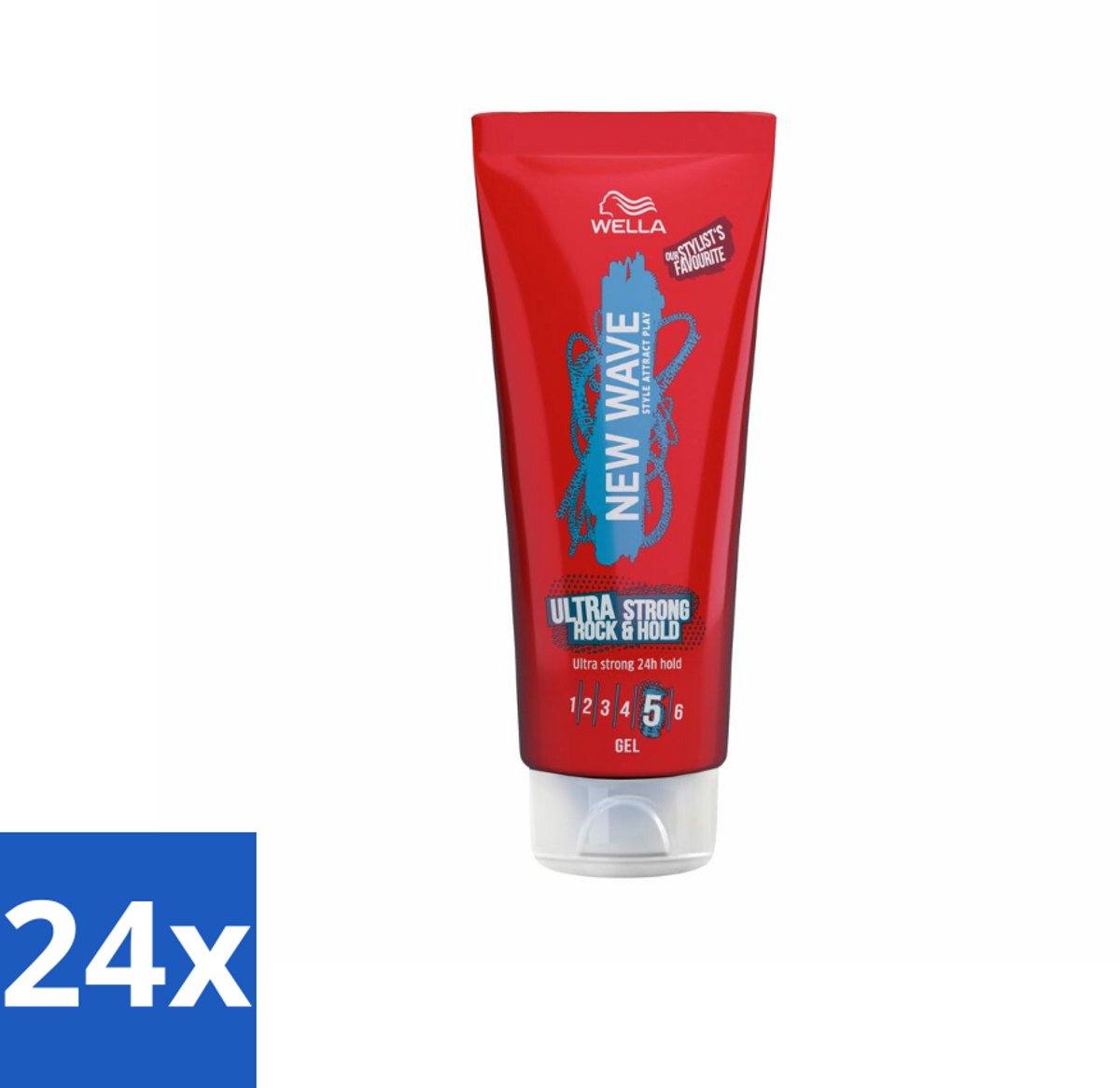 24 x Wella – New Wave Rock’n Hold Ultra Strong – Haargel – 200 ml - Haartype - Styling - Volume - Krullen - Lokken