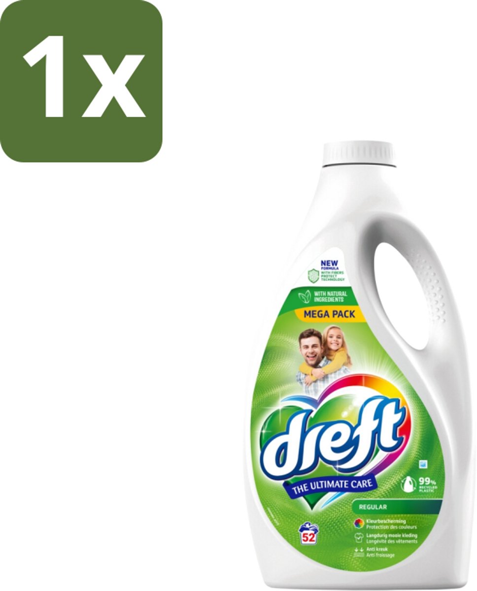 1 x Dreft – Regular – Vloeibaar Wasmiddel – 2,34 liter – 52 wasbeurten - Vloeibaar Wasmiddel - Geconcentreerd Wasmiddel - Wasbeurt - Wasmiddel Voor Gekleurde Was - Kleurbescherming