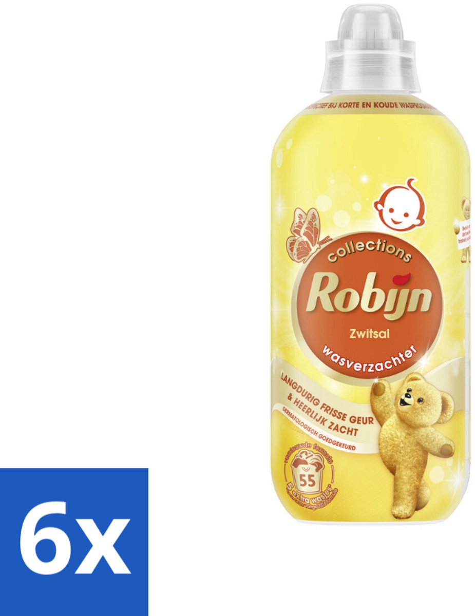 6 x Robijn – Wasverzachter – Zwitsal – 1,1 L - Wasverzachter - Wasgeur - Zwitsal - Vezelbescherming - Slijtagevermindering