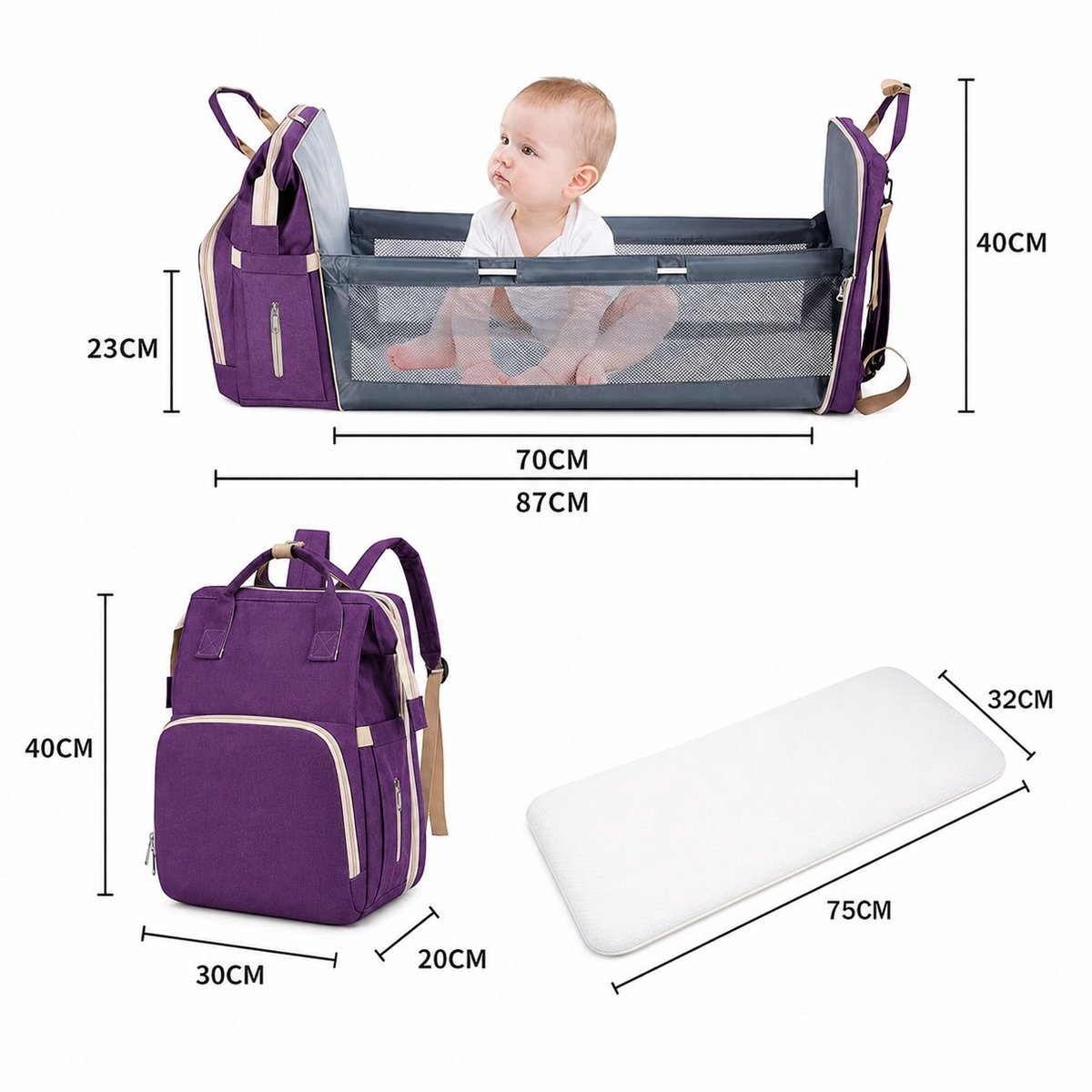 R&H® Luiertas Rugzak – Ruime Babytas met Aankleedkussen, Waterafstotend, Multifunctioneel, voor Mama en Papa