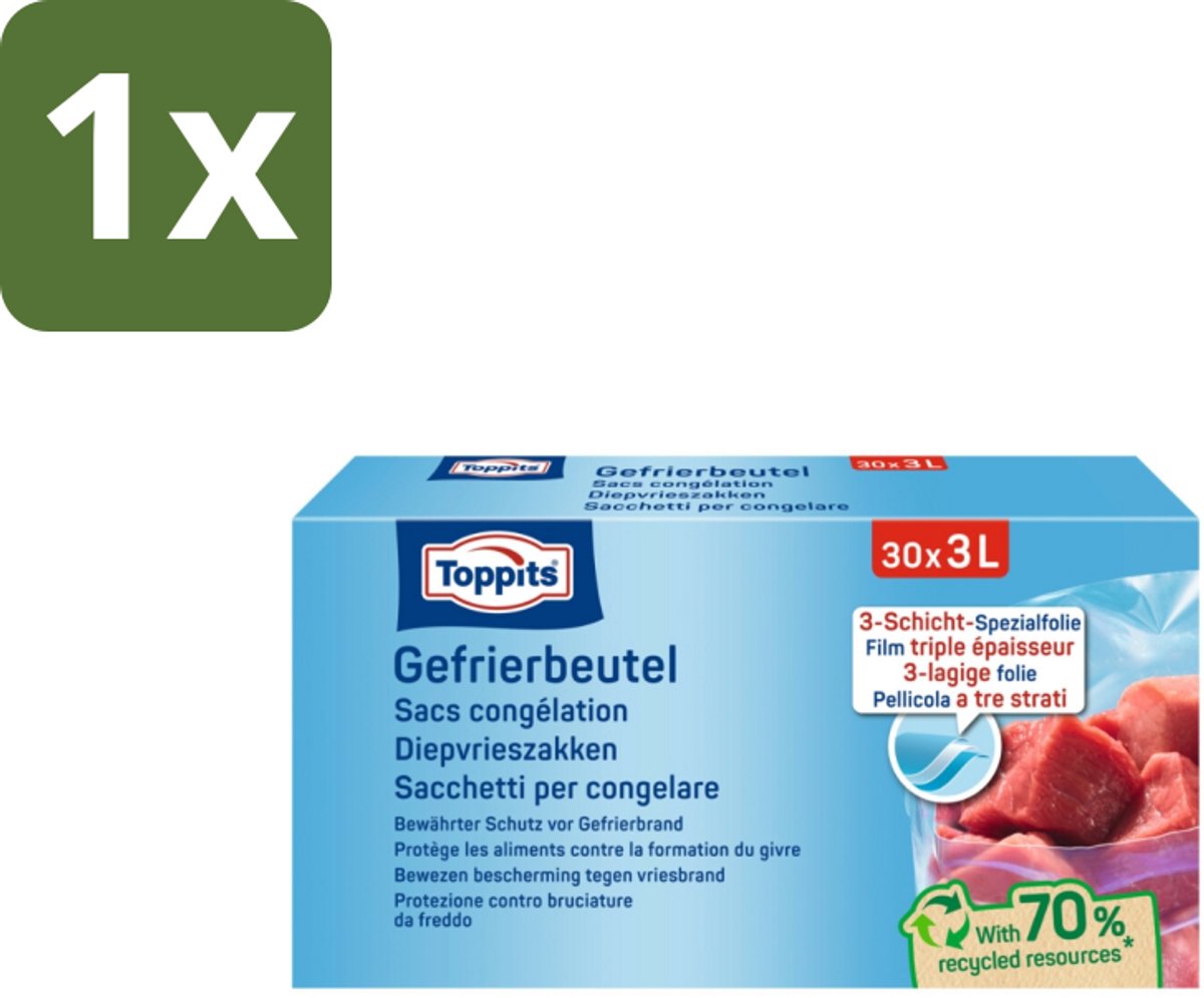 1 x Toppits – Diepvrieszakjes – 3 Liter – 30 Zakjes - Kabel - Kabels - Kabelsysteem - Kabelsysteem