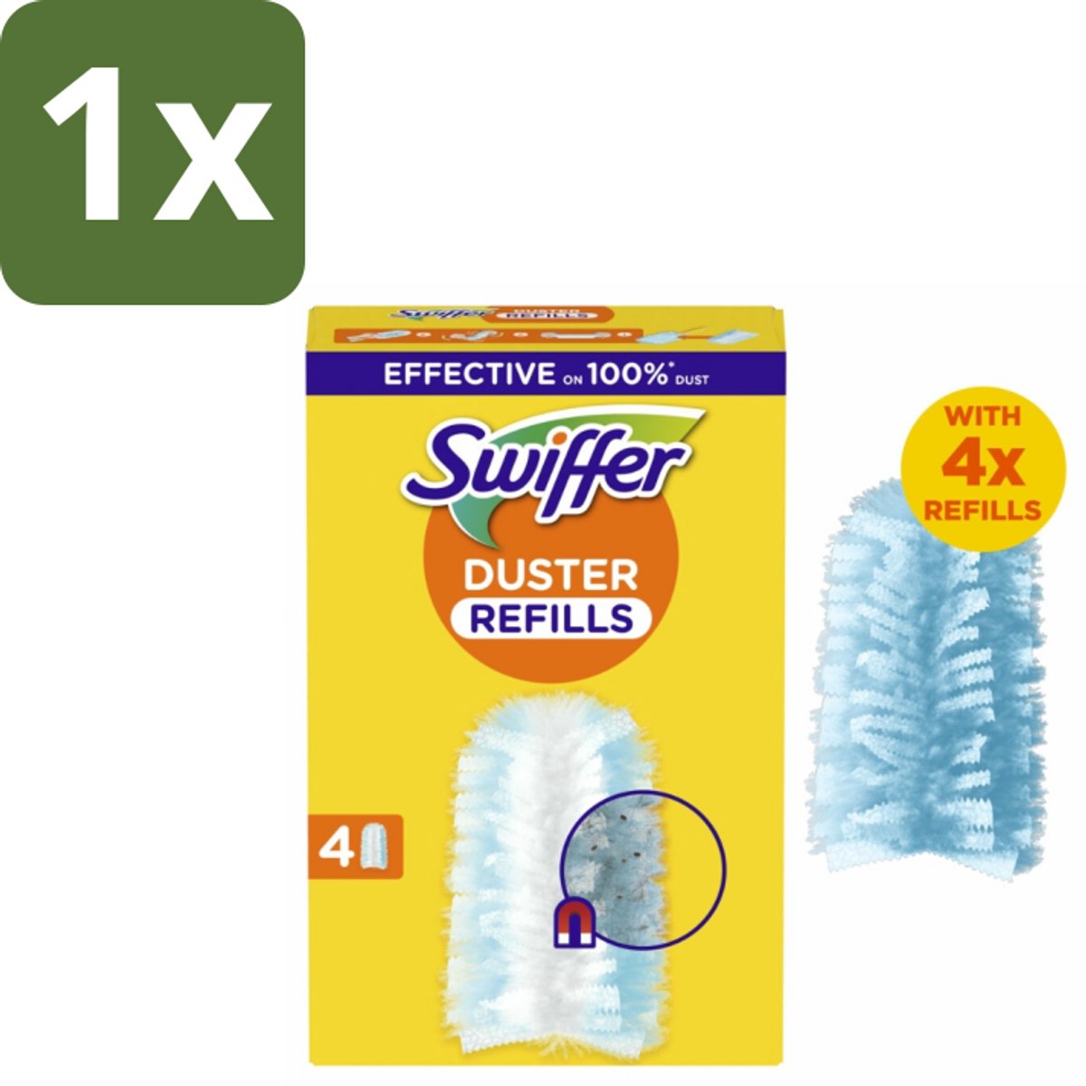 1 x Swiffer - Duster – Voor Stofwisser – 4 navullingen - Stofwisser Navullingen - Stofwisser - Stofwisser Handvat - Stofwisser Voor Huis - Stofwisser Voor Auto