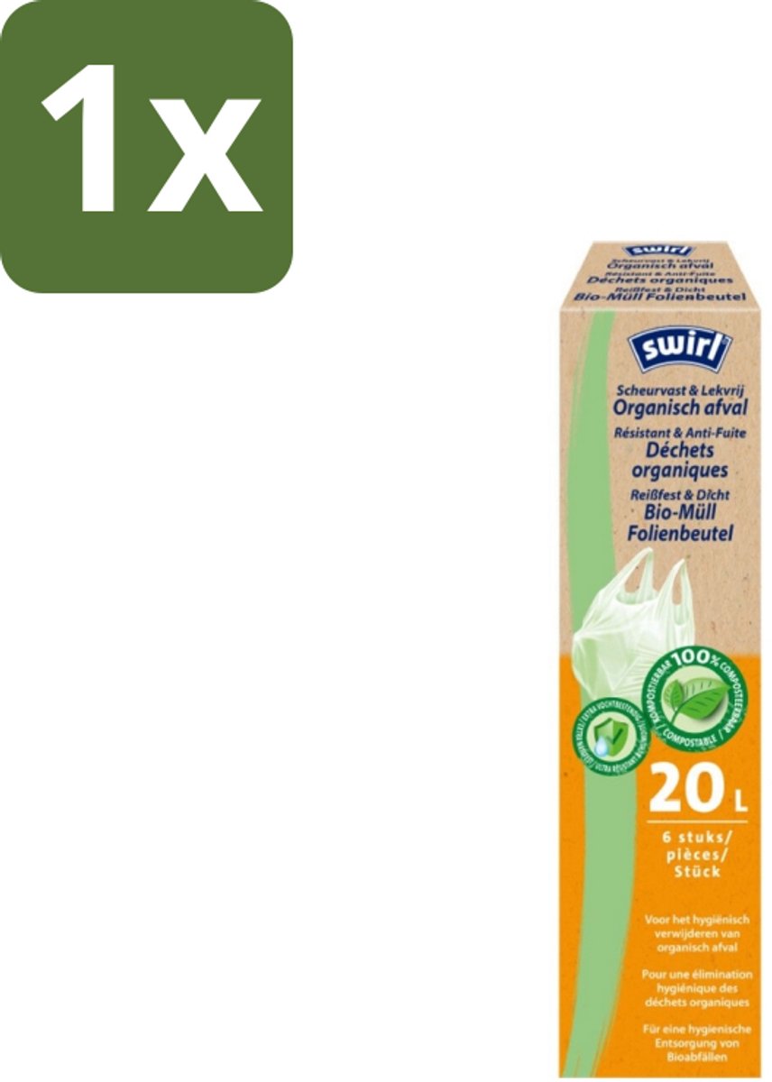 1 x Swirl – Pedaalemmerzakken – Bio – 20 L – 6 zakken - Koffiezetapparaat