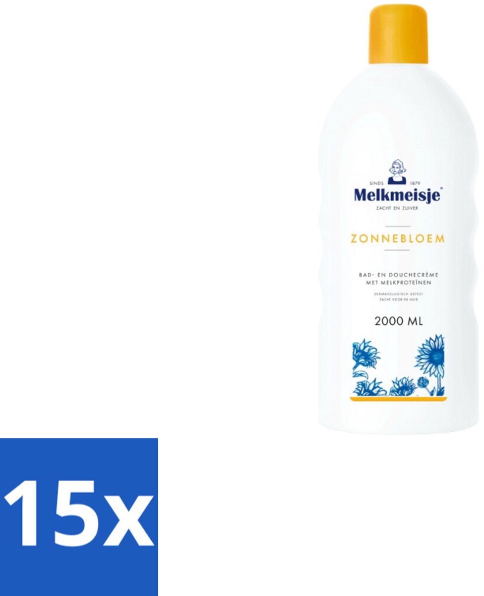15 x Melkmeisje – Bad & Douchecrème – Zonnebloem – 2000 ml - Koffiezetapparaat