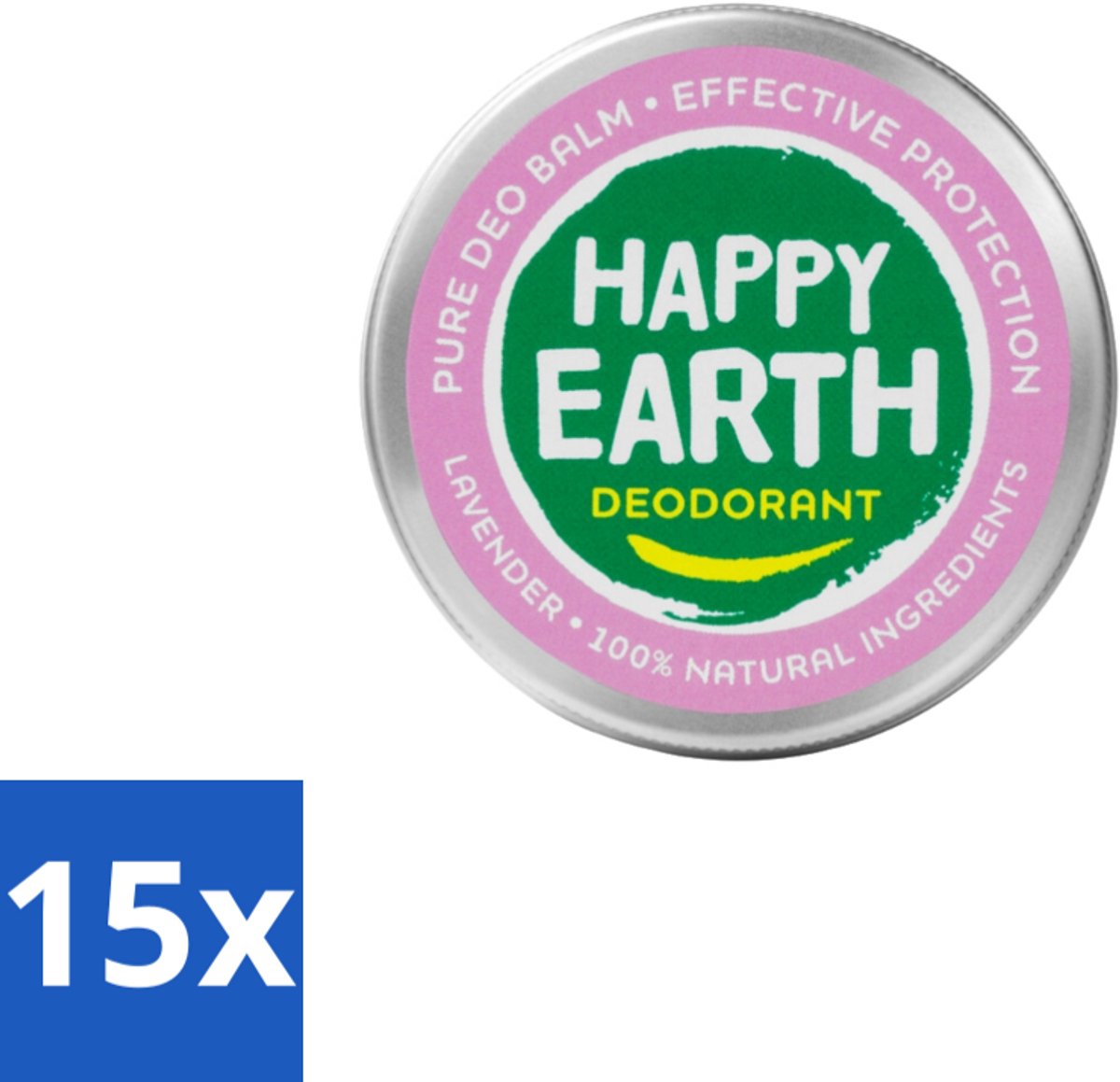 15 x Happy Earth – Deodorant Balm – 100% Natuurlijk Lavender – 45 g - 100% Natuurlijke Deodorant - Natuurlijke Deodorant Balm - Lavendel Deodorant - Natuurlijke Deodorant - Deodorant Balm