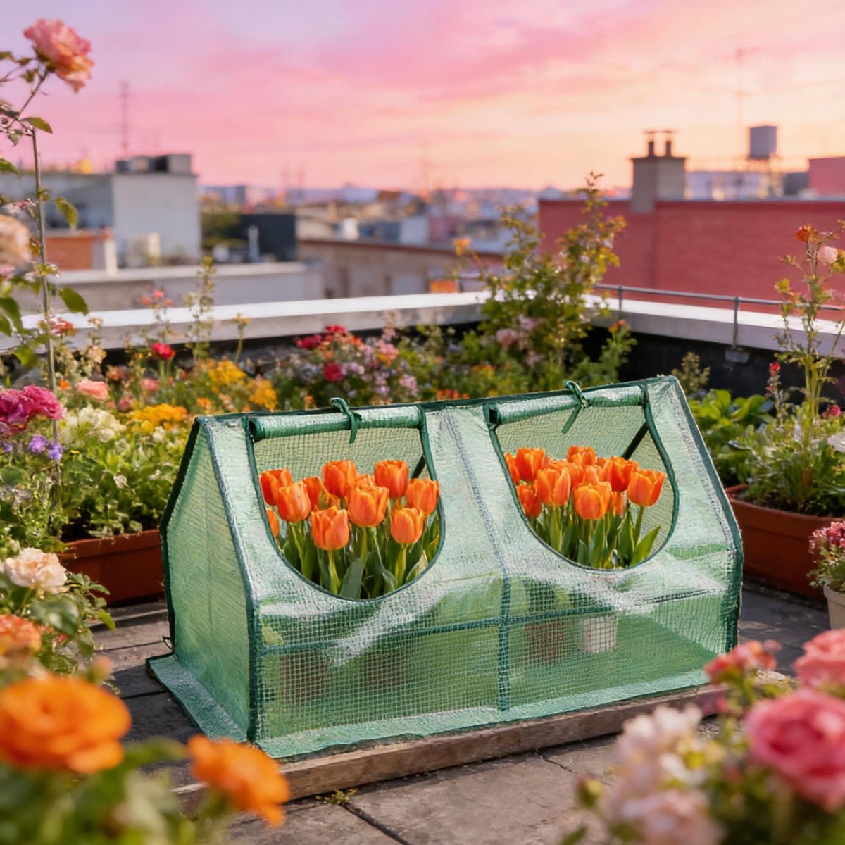 MODENUIT Kweekkas 120 x 60 x 60 cm - Met 2 Oprolbare Ramen - Voor Balkon, Terras En Tuin - Staal - Groen