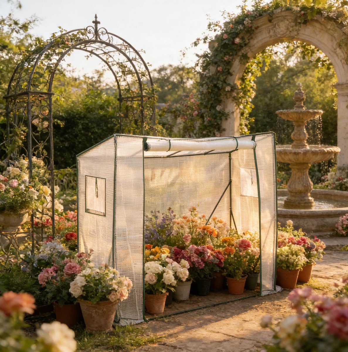 MODENUIT Tuinkas 200 x 77 x 169 cm - Met Ventilatieopening - Voor Tuin, Terras En Balkon - PE - Wit
