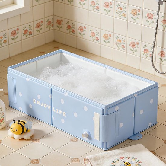 Opvouwbare badkuip - Waterbak douche - Kinderen badderen - Direct bruikbaar - 76 x 40 x 21 cm - Blauw — afbeelding 5