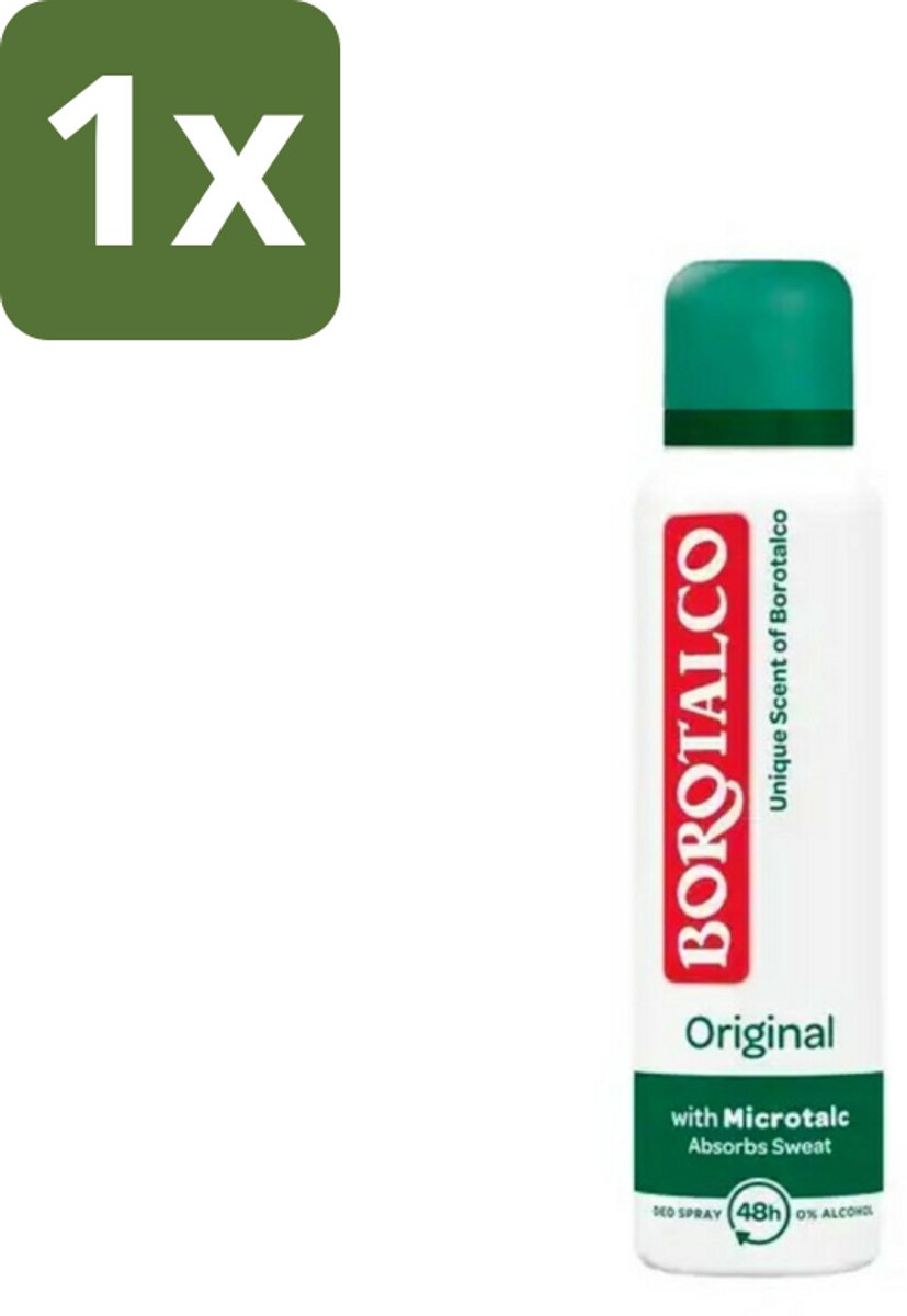 Borotalco - Deodorant Spray - Original - Active Crystal Talc - 0% Alcohol - 150 ml - 1 stuk
