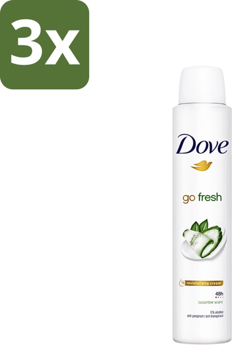 Dove Go Fresh - Deospray - Groene Thee & Komkommer - 200 ml - Bulkverpakking - 3 stuks