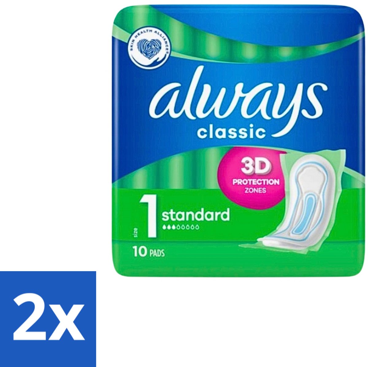 Always Classic - Maandverband - Standaard - 3D Bescherming - 10 Maandverbandjes - Voordeelverpakking - 2 stuks