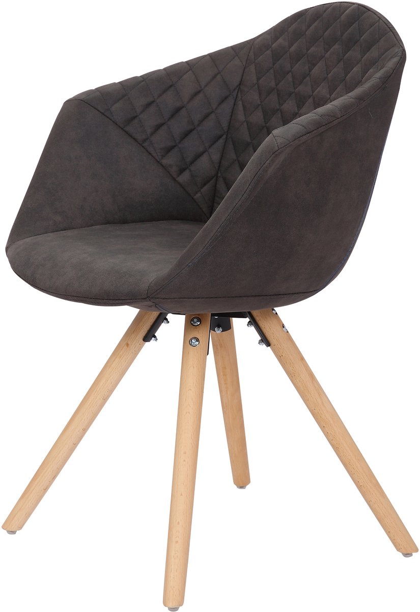 Padiro eetkamerstoelen set van 2 - zwart / bruin - stof - met armleuningen - stalen onderstel - beukenhouten poten - modern
