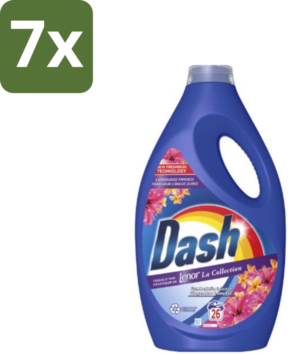 Dash - Lenor Collectie - Vloeibaar Wasmiddel - Witte en Gekleurde Was - Kersenbloesem - 26 Wasbeurten - Bulkverpakking - 7 stuks