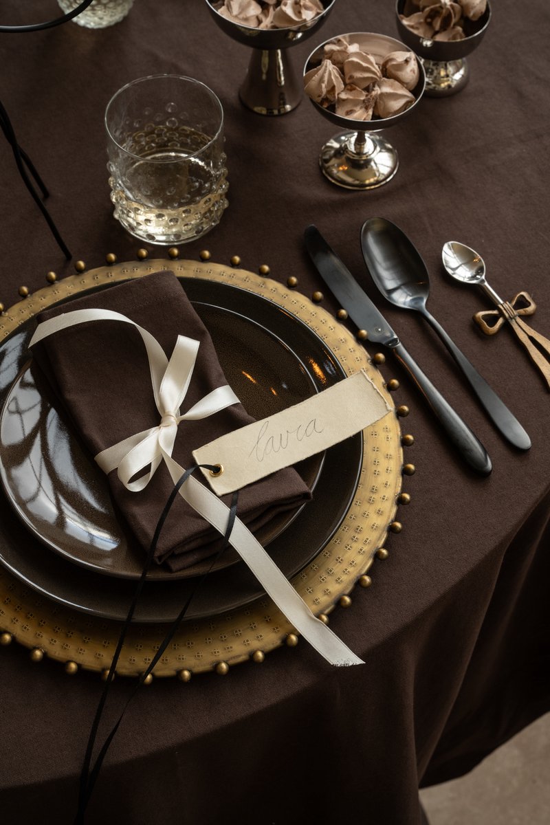 vtwonen - Servetten - Chocoladebruin - Katoen-Linnen - Set van 4 - 40 x 40 cm