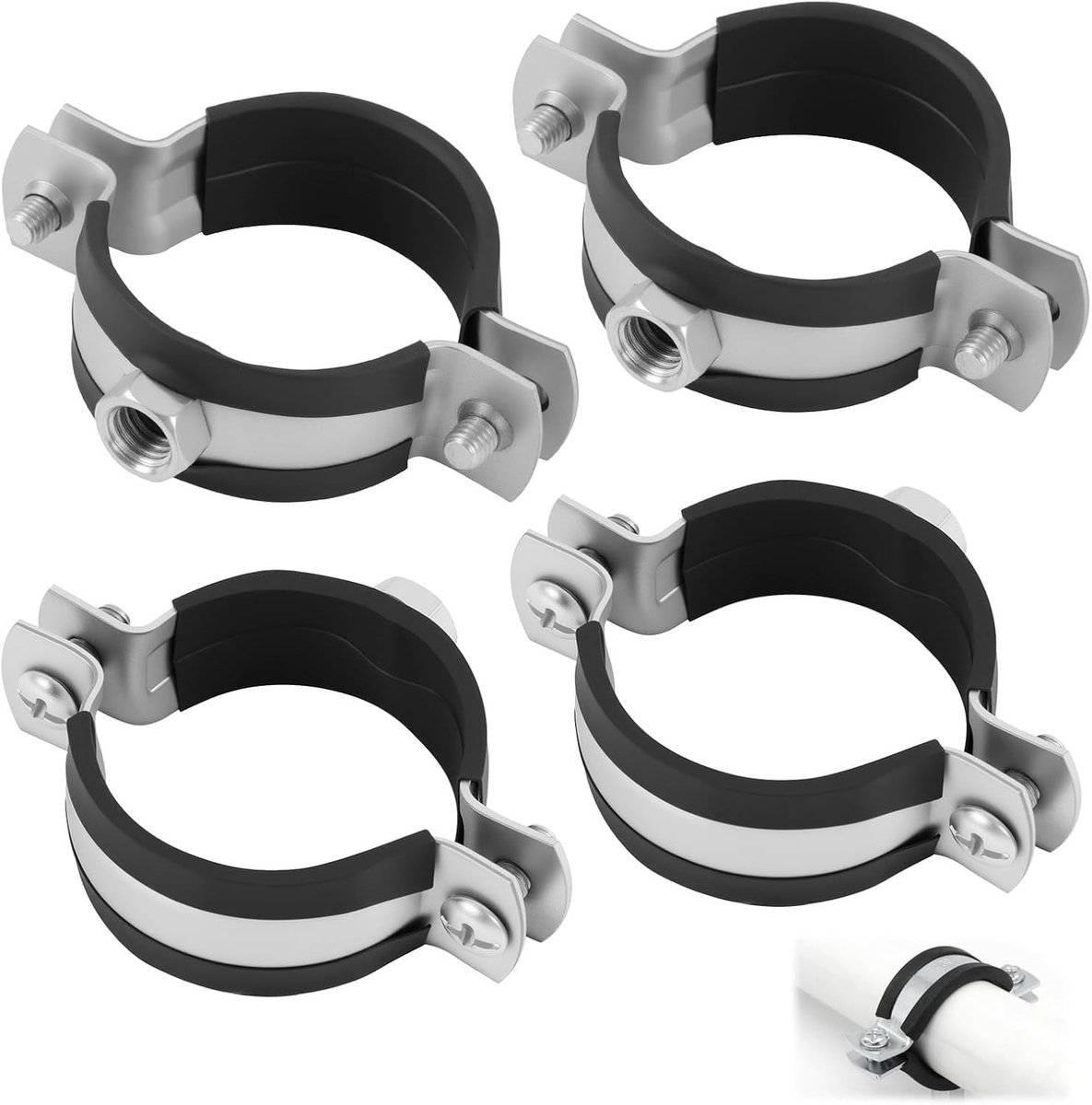 Roestvrijstalen slangklem met rubberen inzet, verstelbare diameter van 40 - 43 mm, perfect voor verwarmings- en airconditioningbuizen, kunststof buisklemmen en leidingen.