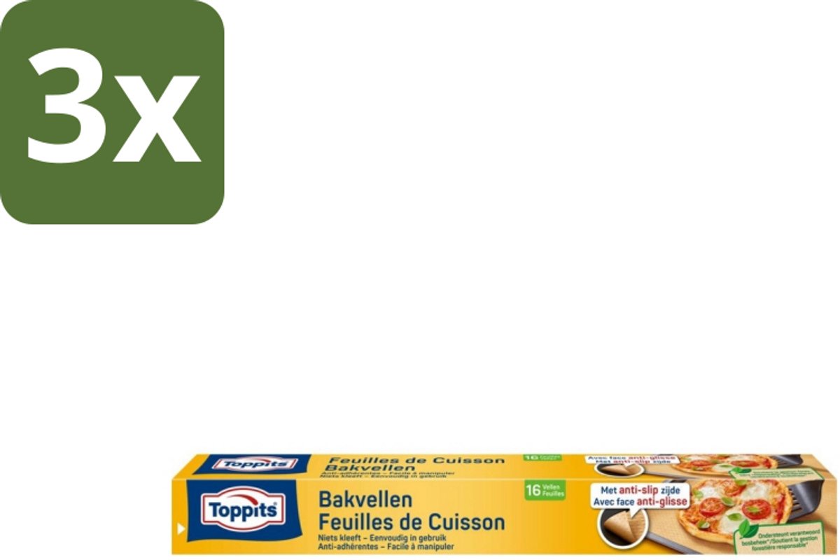 Toppits – Bakpapiervellen – 16 vellen - Bulkverpakking - 3 stuks