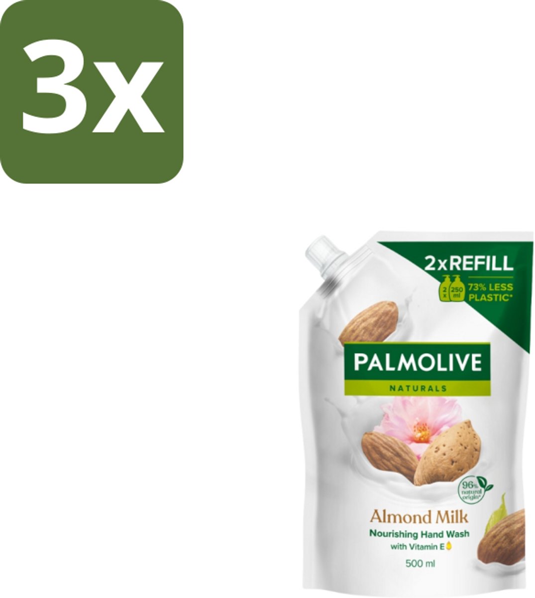 Palmolive – Handzeep Navulling – Naturals Almond Milk – 500 ml - Bulkverpakking - 3 stuks