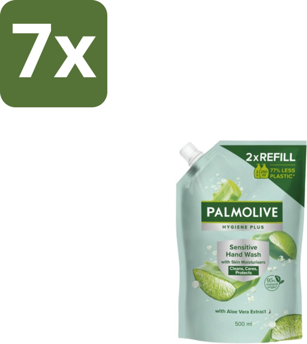Palmolive – Handzeep Navulling – Hygiene Plus Sensitive Antibacterieel – 500 ml - Bulkverpakking - 7 stuks
