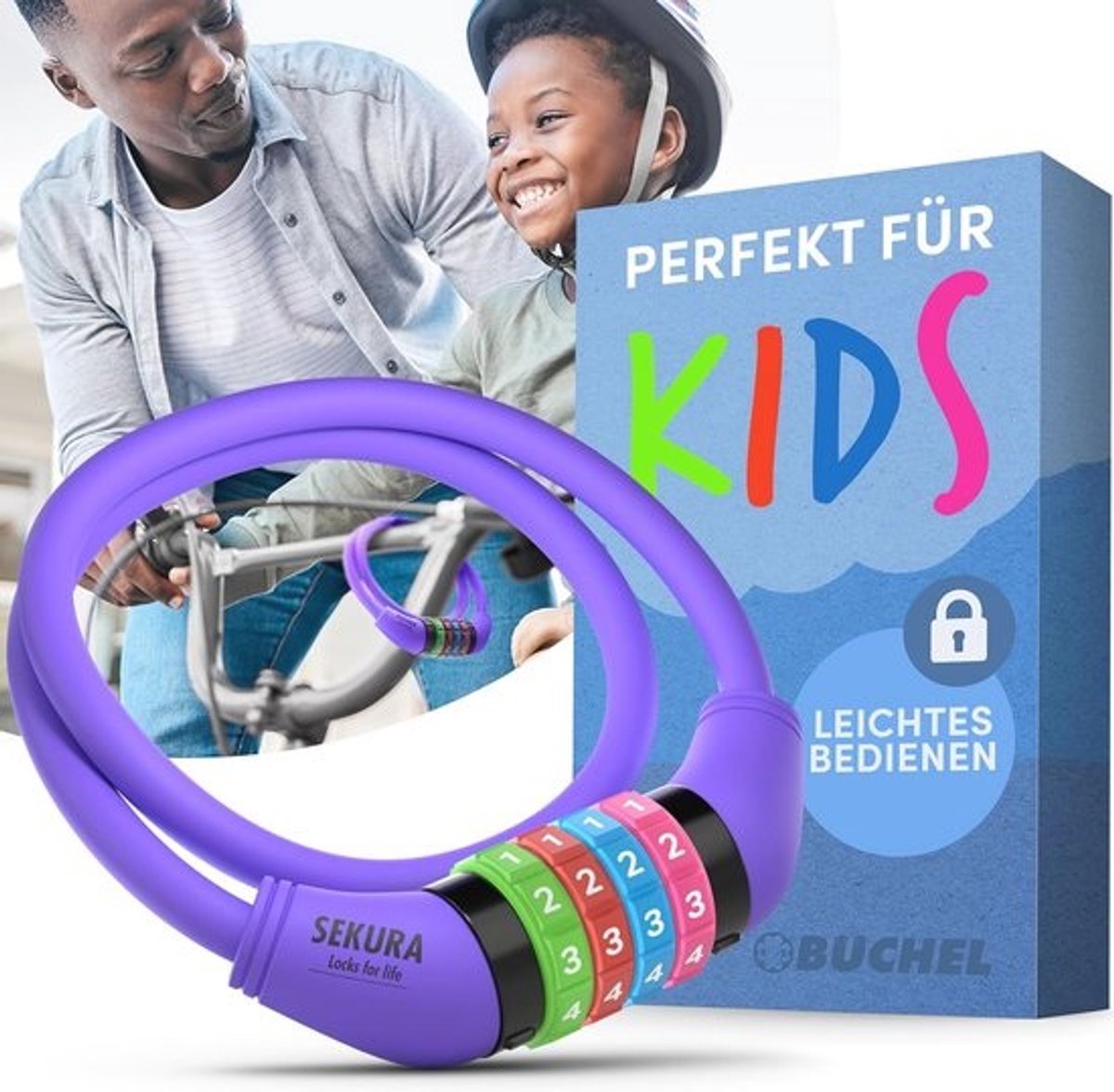 Kinderfiets Cijferslot - Kleurrijk en Sleutelloos Combinatiefietsslot voor Kinderen
