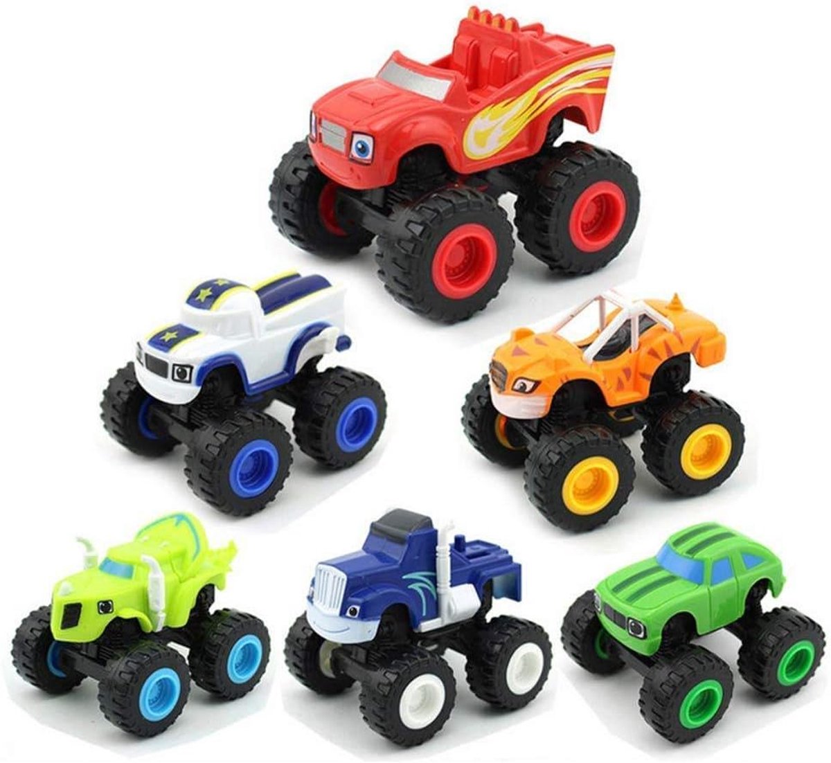 6 stuks Monster machine speelgoedautos - Mini machine speelgoed truckset - Machine speelgoed step - Geen batterijen nodig - Geschikt voor kinderen van 3-6 jaar