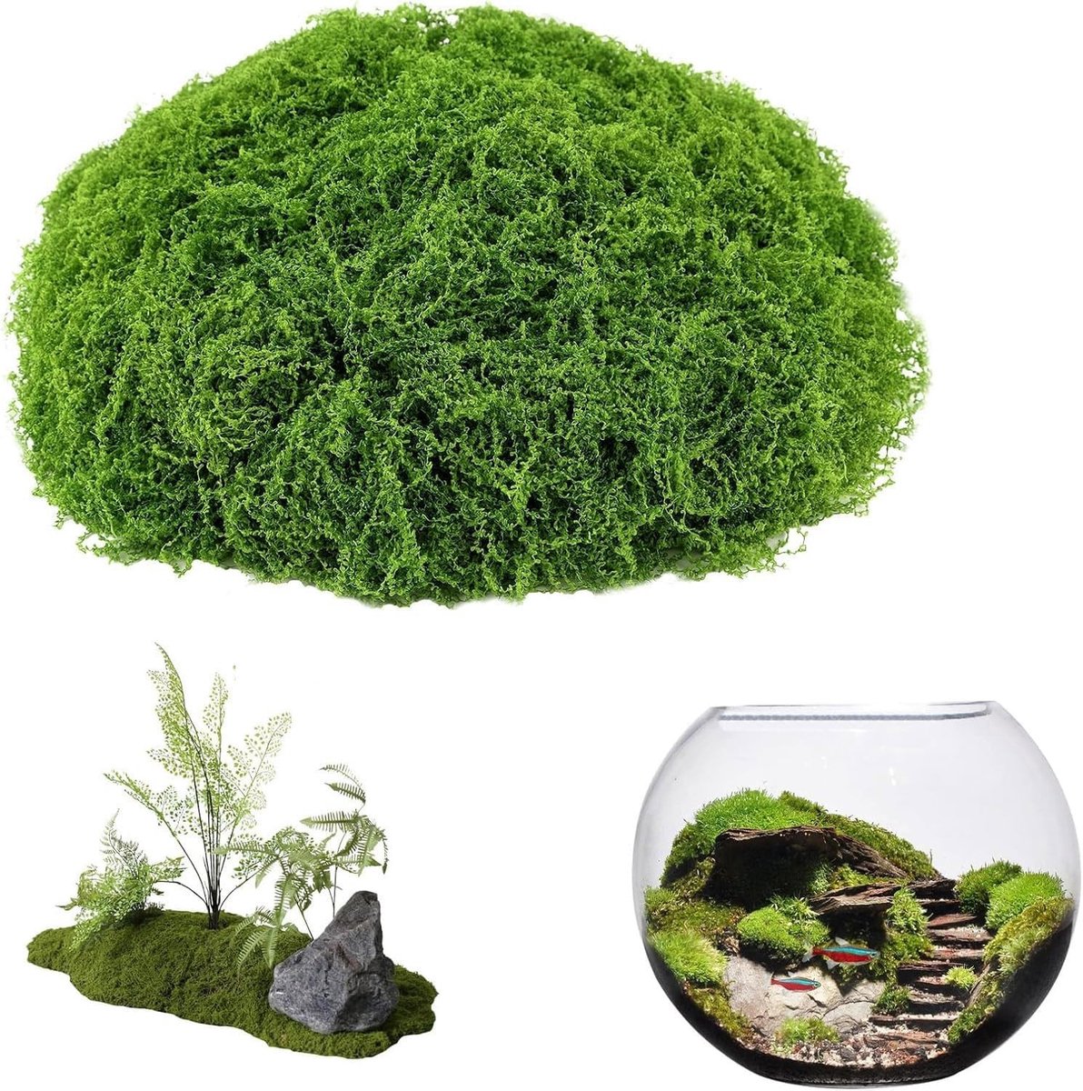 100 g Kunstmos in Lichtgroen voor Decoratie van Muren, Modelbouw en Kerstversiering, Veelzijdig Nepmos voor Ambachten, Bloemschikken en DIY-projecten