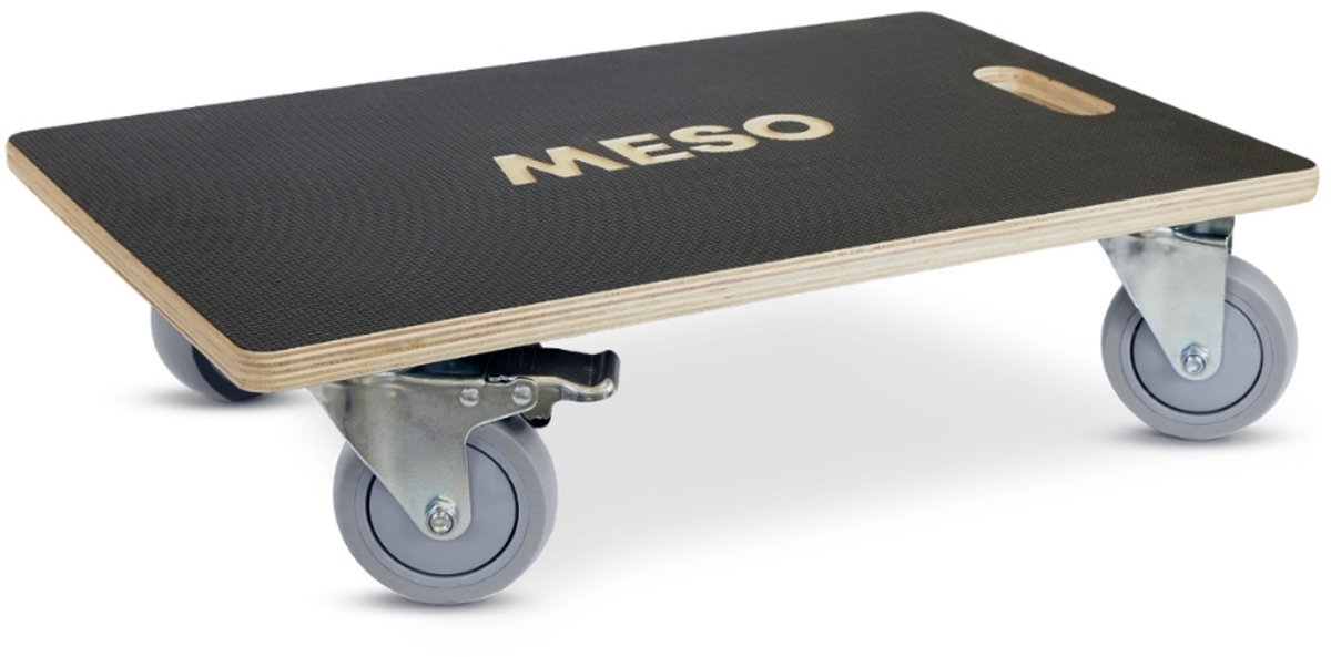 MESO Meubelroller - 350kg draagkracht - Rechthoekig - 2x Geremd - 575 x 350 mm - Rubber wiel - Meubelhondje - Meubellifter - Hondje voor verhuizen - Transporthulp - Transportroller - Transportdolly - Verhuistrolley - Meubeltransporter
