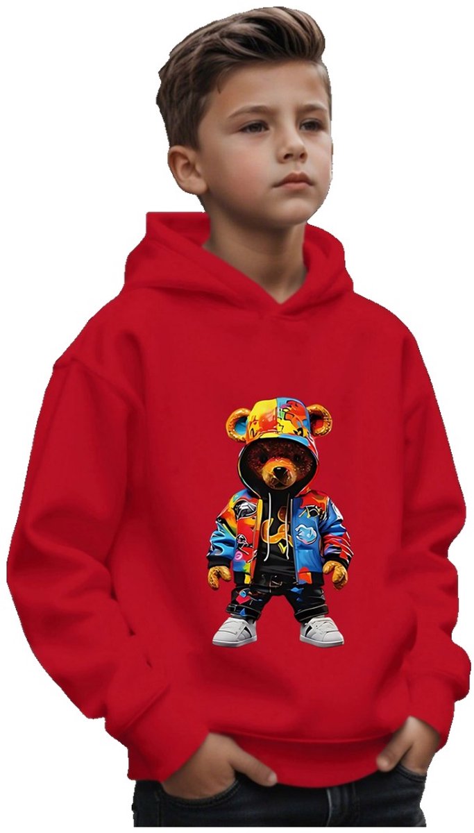 Currero Hoodie Jongens Warme Hoodie Met Capuchon Comfortabele Sweater Casual Trui Pullover Jongenstrui 5-6 Jaar Rood