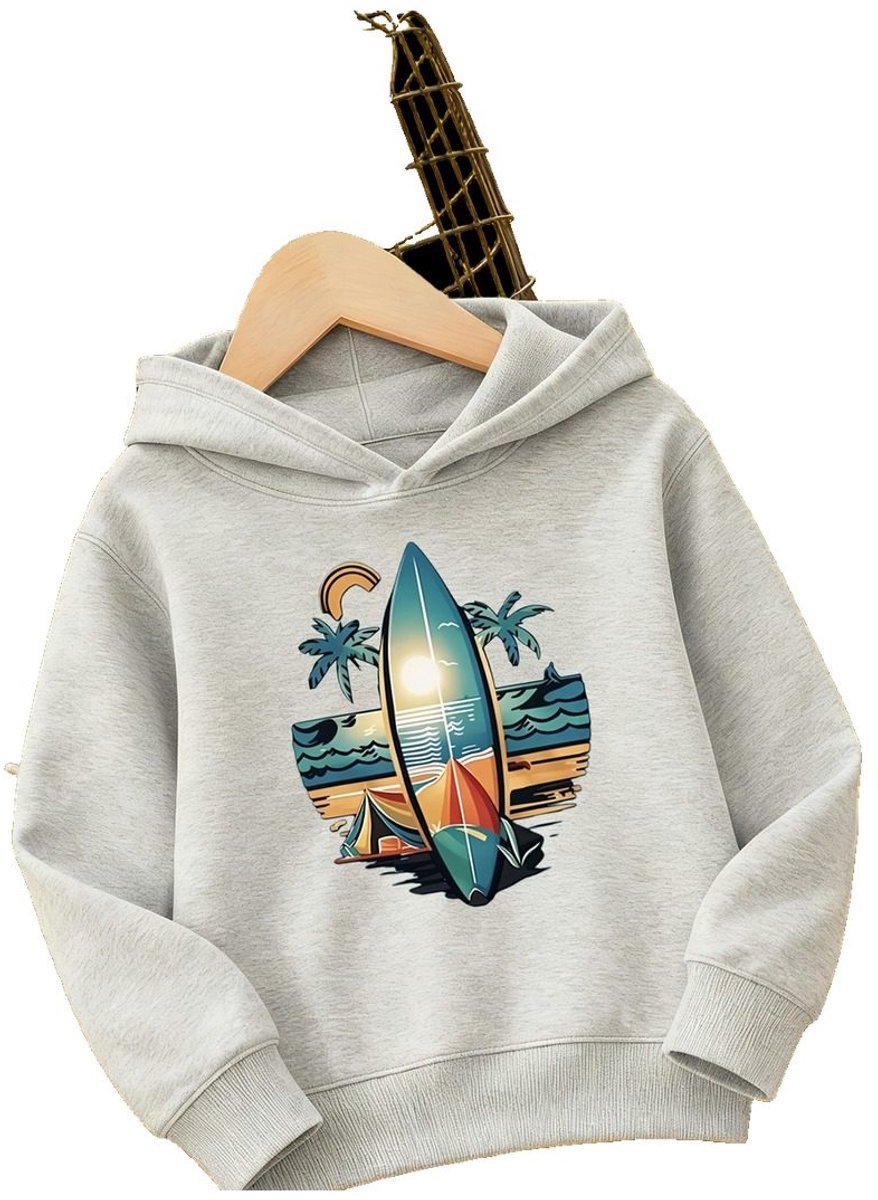 Currero Hoodie Jongens Warme Hoodie Met Capuchon Comfortabele Sweater Casual Trui Pullover Jongenstrui Lichtgrijs 5-6 Jaar