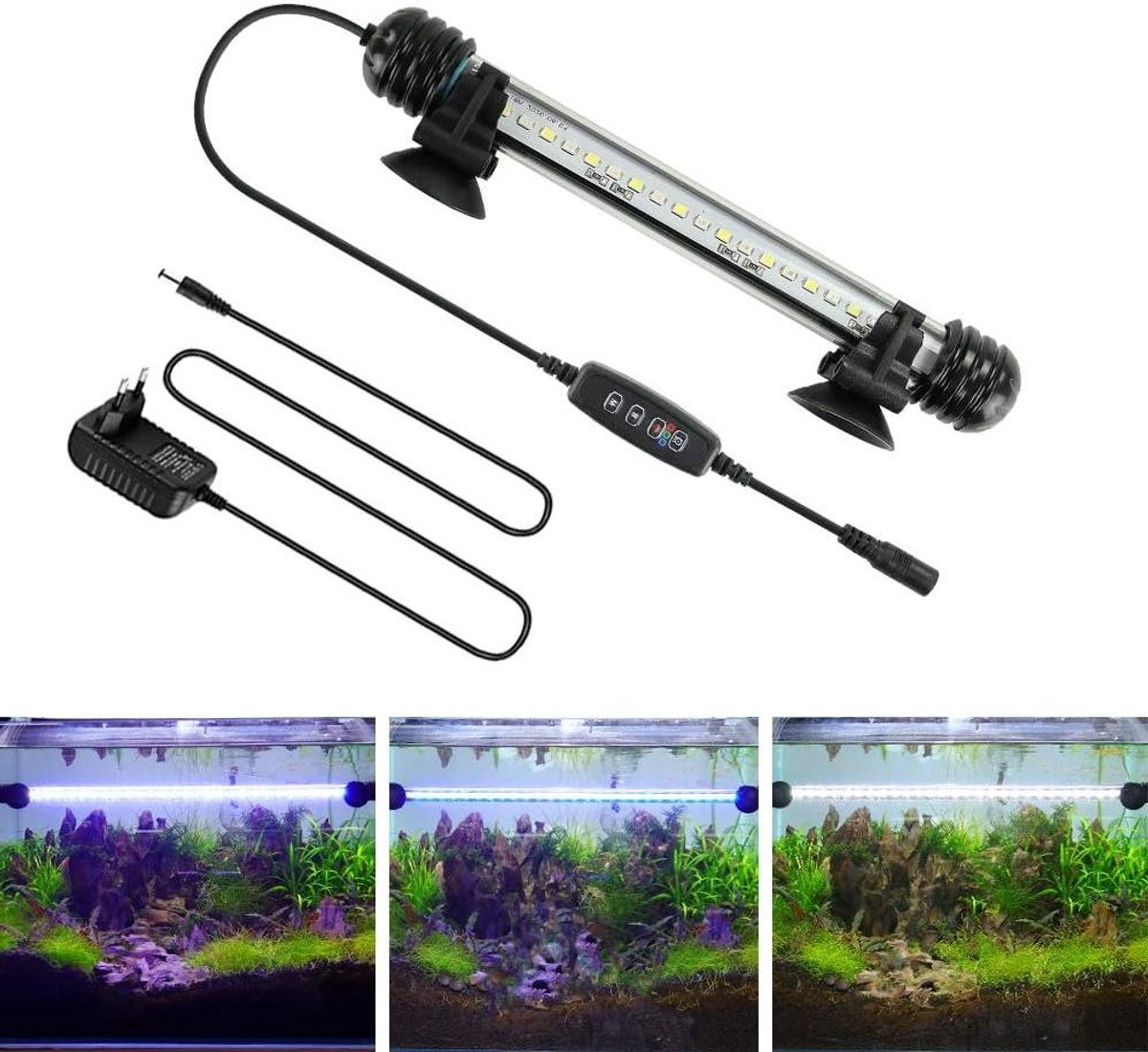 Aquarium Lamp - Vis Tank Verlichting - Planten Groei - Ingebouwde Timer - L-19 cm - Zwart