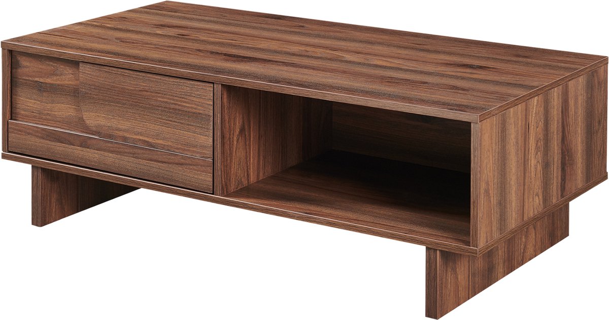 Salontafel Katanshumn met lade open vakken 110x55x39 cm walnootkleurig [en.casa]
