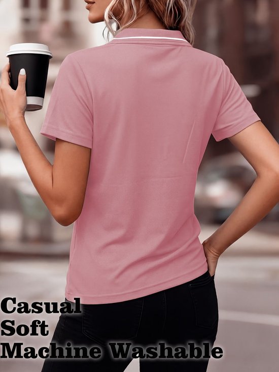 Currero Golf Polo Dames - Ademend Golfshirt - Polo Shirt - Sportshirt - Golfkleding Heren - T-Shirt - Golf Mode - Roze XXL — afbeelding 2