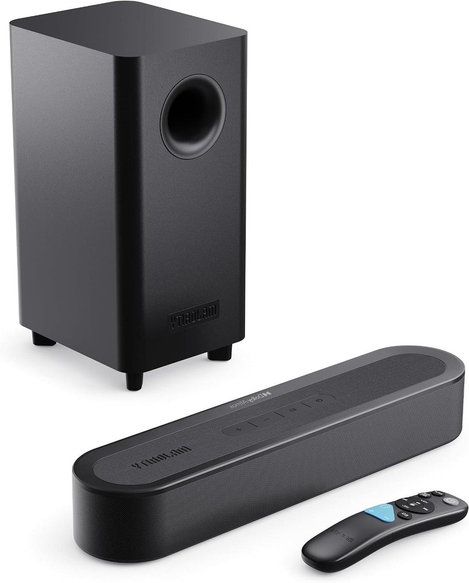 Soundbar met Subwoofer - TV Geluidssysteem - Thuisbioscoop Ervaring - Dolby Atmos Geluid - 40cm Compact - Zwart