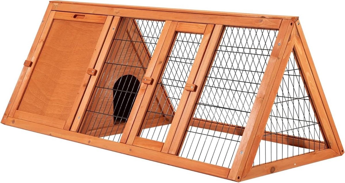 Dierenverblijf Buiten - Kleine Dieren Stal - Veilige Huisvesting - Driehoekig Ontwerp - 118x50x45cm - Bruin